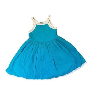 Janie and Jack “Poolside Palms” turquoise linen dress with halter neck size 3